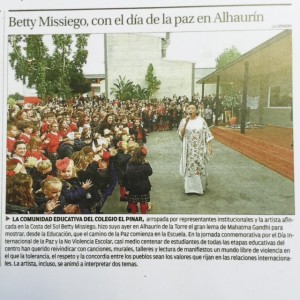 Betty Missiego y Día de la Paz en El Pinar y La OPinión
